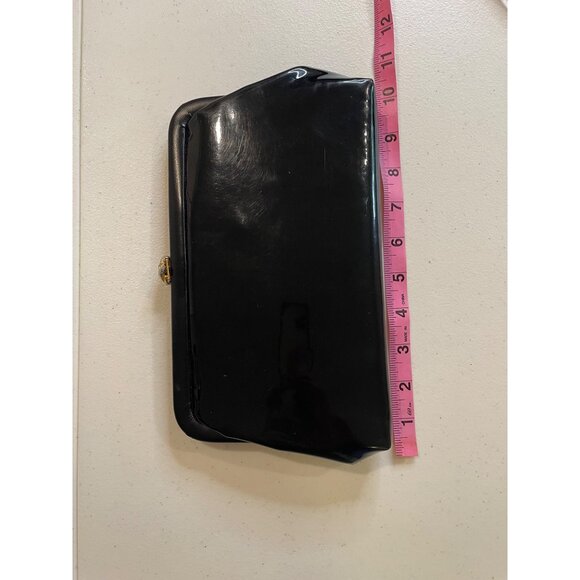 Vtg Womens Black Patent Leather Convertible Clutch Whimsigoth Pinup Emo Capsule - Picture 7 of 12